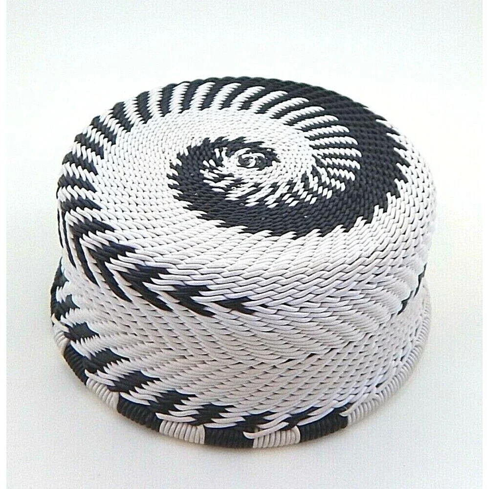 Fair Trade Zulu Telephone Wire Hand Crafted Swirl Basket Trinket Dish 3.5 Inch